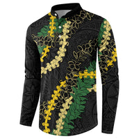 Hawaii Puakenikeni - Maile Lei Button Sweatshirt Obsidian Black LT7 - Polynesian Pride