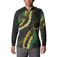 Hawaii Puakenikeni - Maile Lei Button Sweatshirt Obsidian Black LT7 - Polynesian Pride