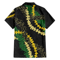 Hawaii Puakenikeni - Maile Lei Family Matching Off Shoulder Maxi Dress and Hawaiian Shirt Obsidian Black