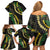 Hawaii Puakenikeni - Maile Lei Family Matching Off Shoulder Short Dress and Hawaiian Shirt Obsidian Black