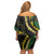 Hawaii Puakenikeni - Maile Lei Family Matching Off Shoulder Short Dress and Hawaiian Shirt Obsidian Black