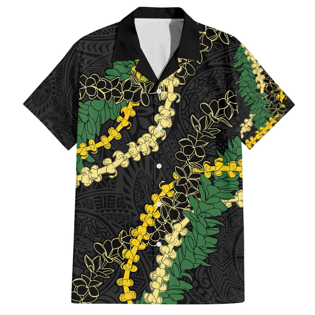 Hawaii Puakenikeni - Maile Lei Family Matching Puletasi and Hawaiian Shirt Obsidian Black