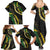 Hawaii Puakenikeni - Maile Lei Family Matching Summer Maxi Dress and Hawaiian Shirt Obsidian Black