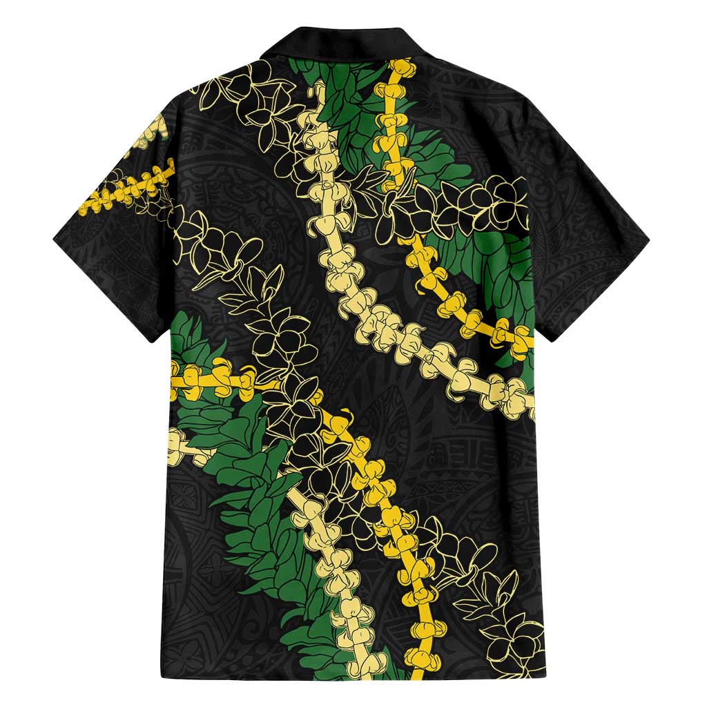 Hawaii Puakenikeni - Maile Lei Family Matching Tank Maxi Dress and Hawaiian Shirt Obsidian Black