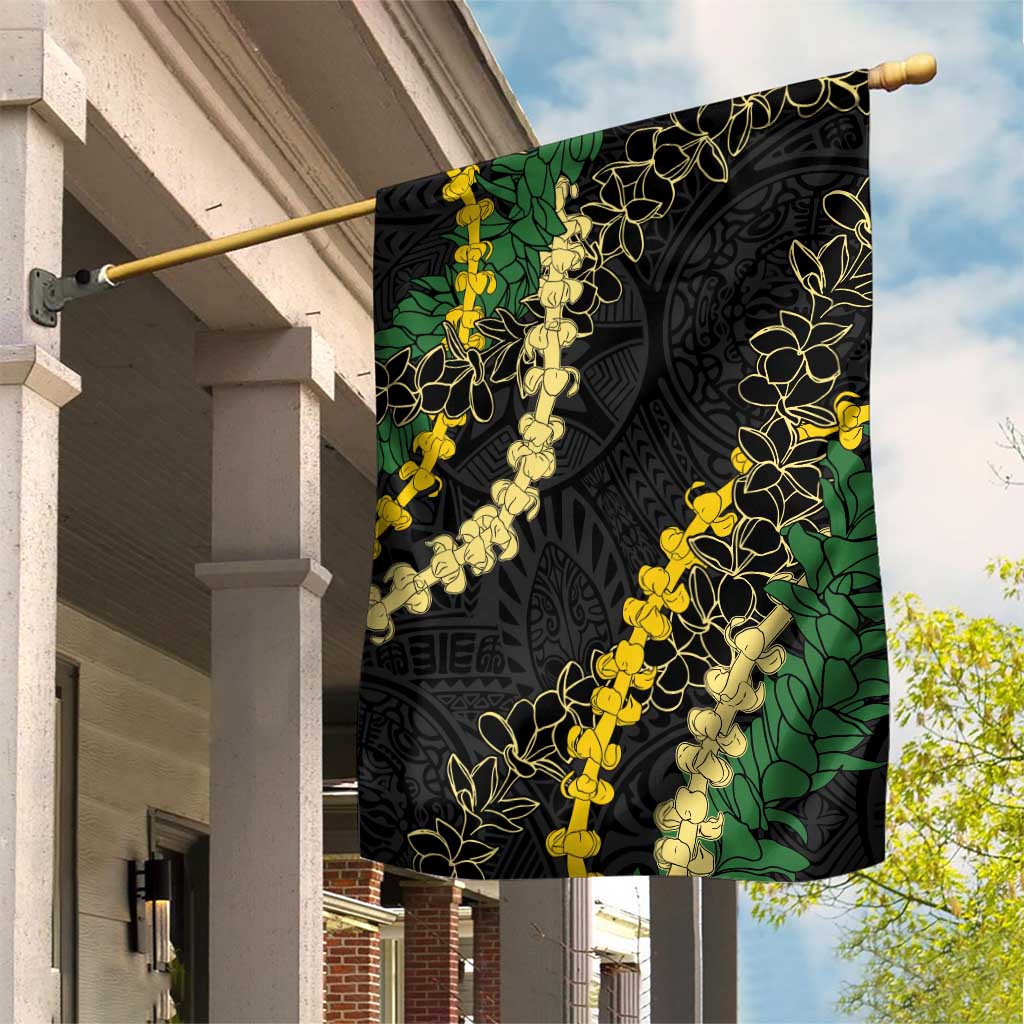 Hawaii Puakenikeni - Maile Lei Garden Flag Obsidian Black LT7 House Flag Black - Polynesian Pride