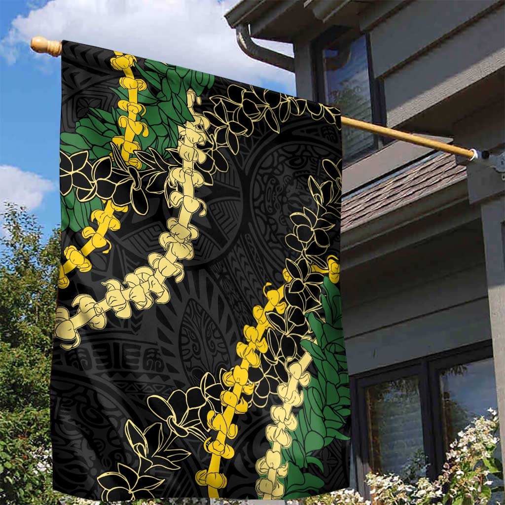 Hawaii Puakenikeni - Maile Lei Garden Flag Obsidian Black LT7 - Polynesian Pride