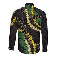 Hawaii Puakenikeni - Maile Lei Long Sleeve Button Shirt Obsidian Black LT7 - Polynesian Pride