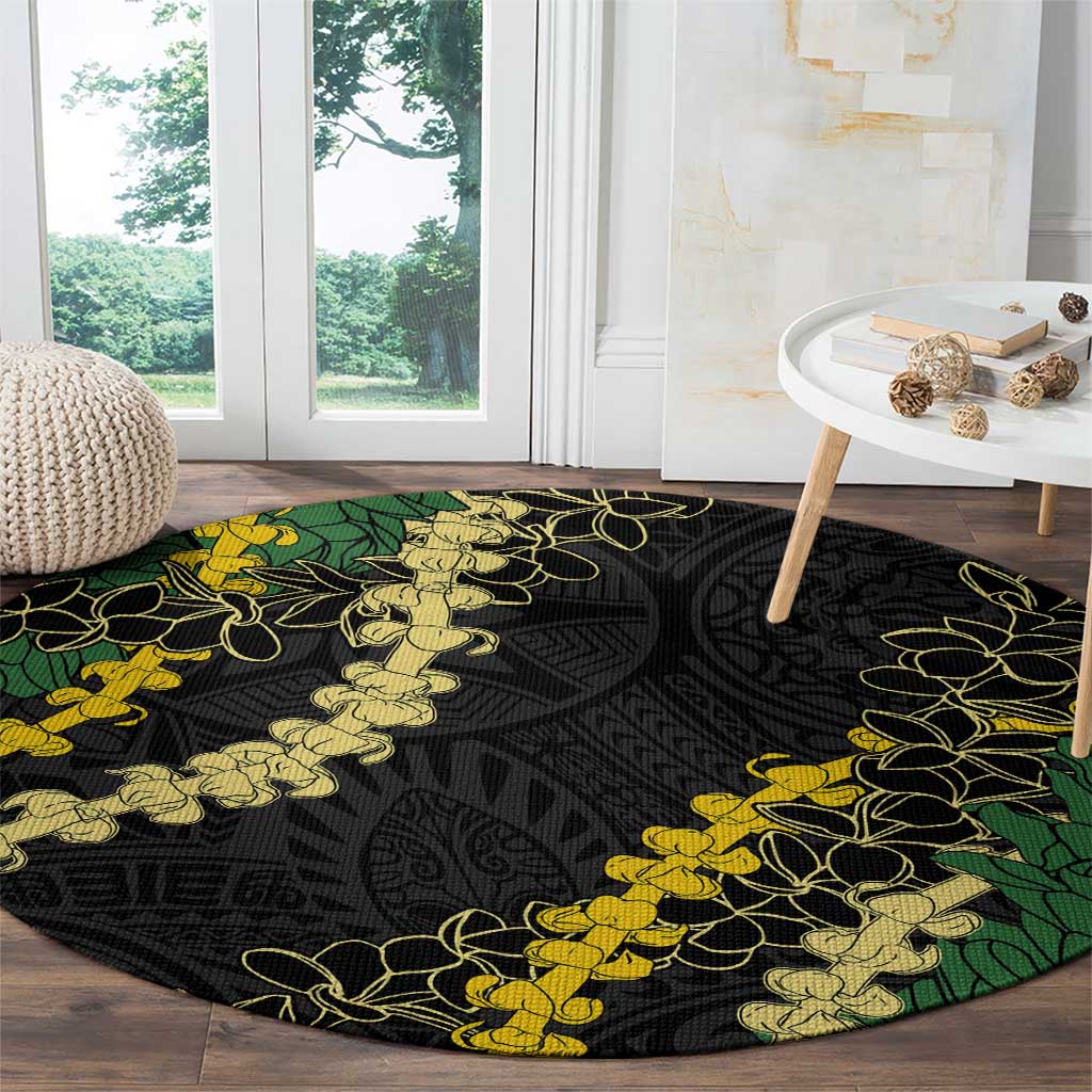 Hawaii Puakenikeni - Maile Lei Round Carpet Obsidian Black