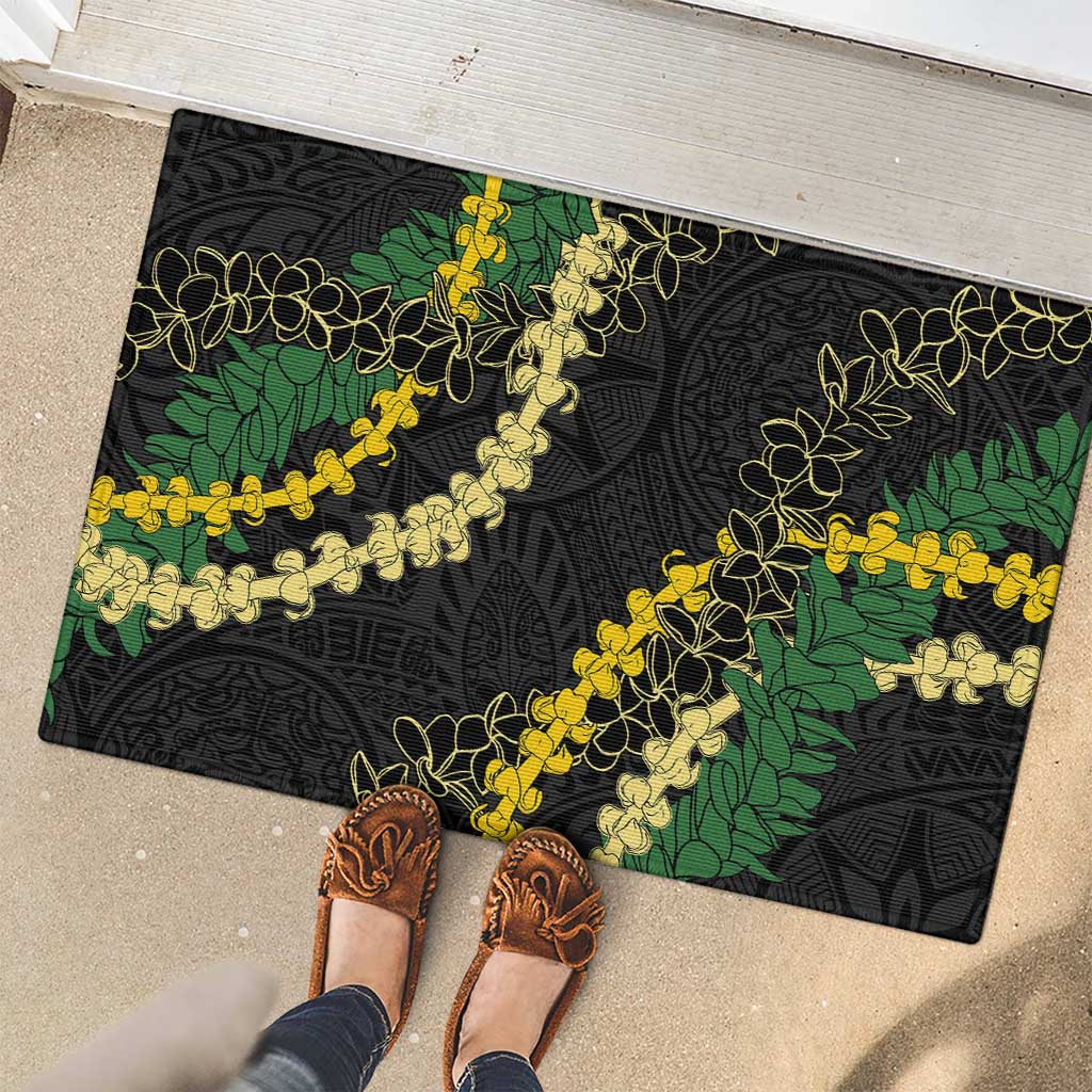 Hawaii Puakenikeni - Maile Lei Rubber Doormat Obsidian Black LT7 - Polynesian Pride