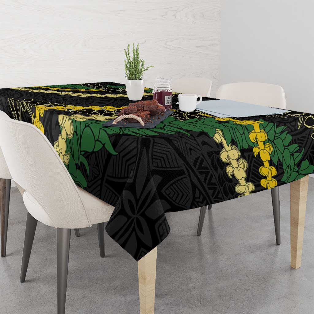 Hawaii Puakenikeni - Maile Lei Tablecloth Obsidian Black LT7 - Polynesian Pride