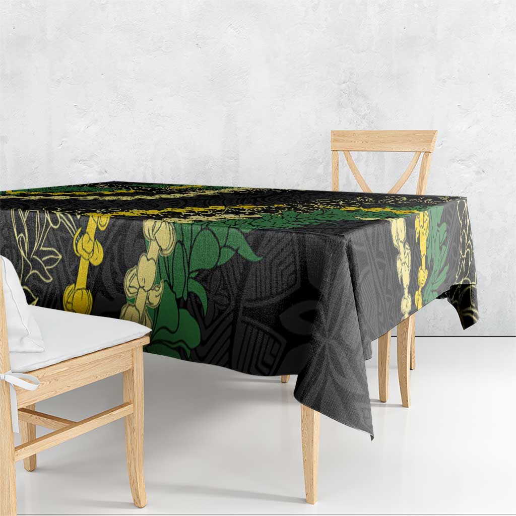Hawaii Puakenikeni - Maile Lei Tablecloth Obsidian Black LT7 - Polynesian Pride