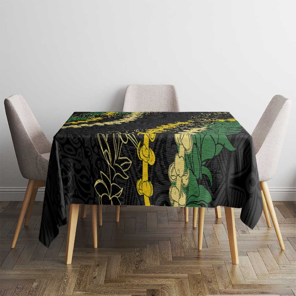 Hawaii Puakenikeni - Maile Lei Tablecloth Obsidian Black LT7 - Polynesian Pride