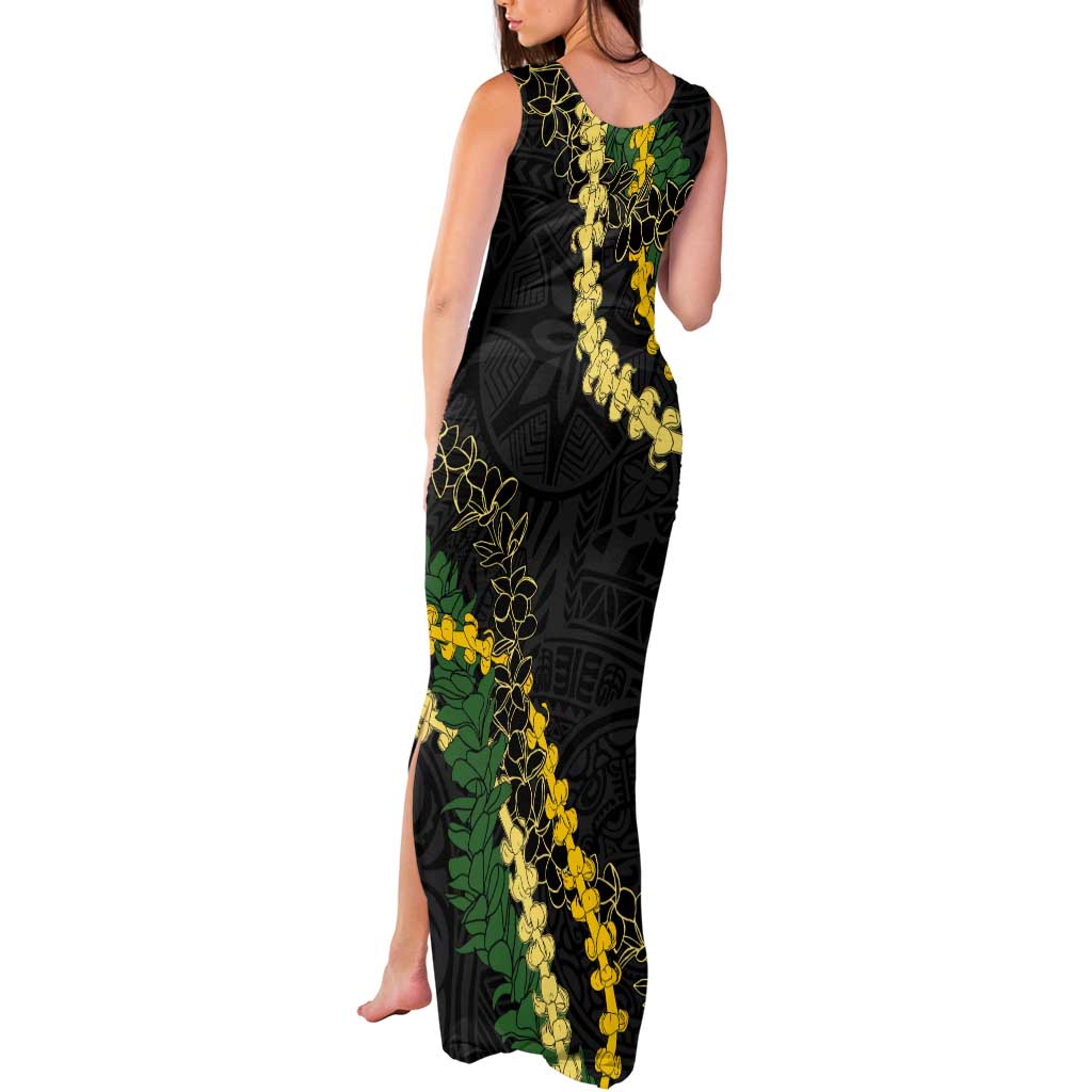 Hawaii Puakenikeni - Maile Lei Tank Maxi Dress Obsidian Black LT7 - Polynesian Pride