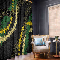 Hawaii Puakenikeni - Maile Lei Window Curtain Obsidian Black LT7 - Polynesian Pride