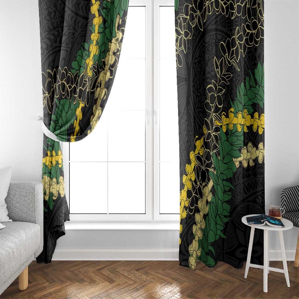 Hawaii Puakenikeni - Maile Lei Window Curtain Obsidian Black LT7 - Polynesian Pride