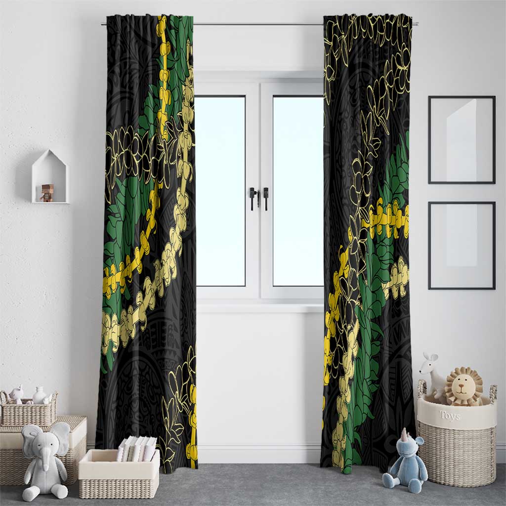 Hawaii Puakenikeni - Maile Lei Window Curtain Obsidian Black LT7 - Polynesian Pride