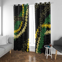 Hawaii Puakenikeni - Maile Lei Window Curtain Obsidian Black LT7 With Grommets Black - Polynesian Pride