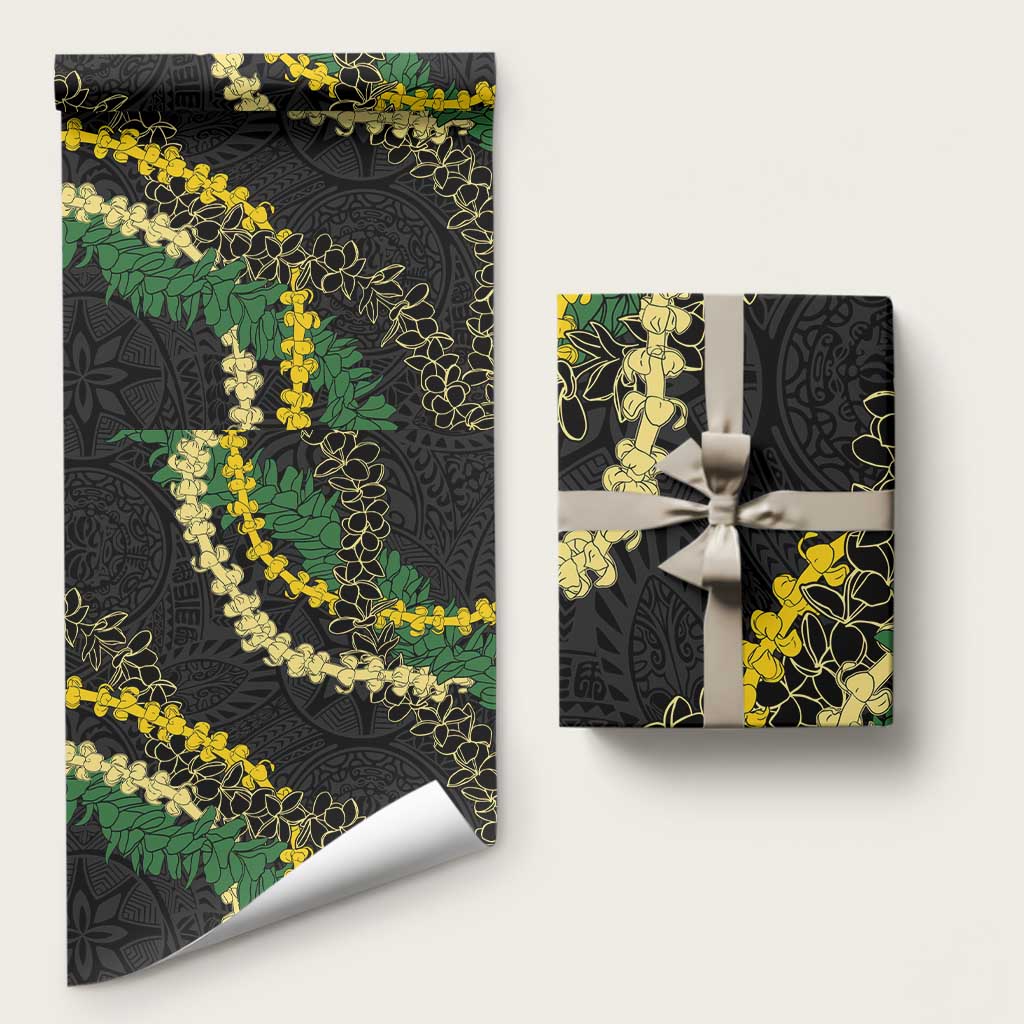 Hawaii Puakenikeni - Maile Lei Wrapping Paper Obsidian Black