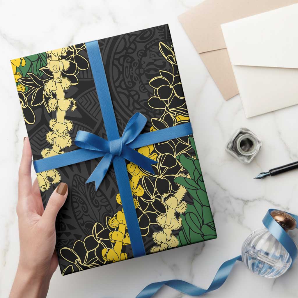 Hawaii Puakenikeni - Maile Lei Wrapping Paper Obsidian Black LT7 - Polynesian Pride