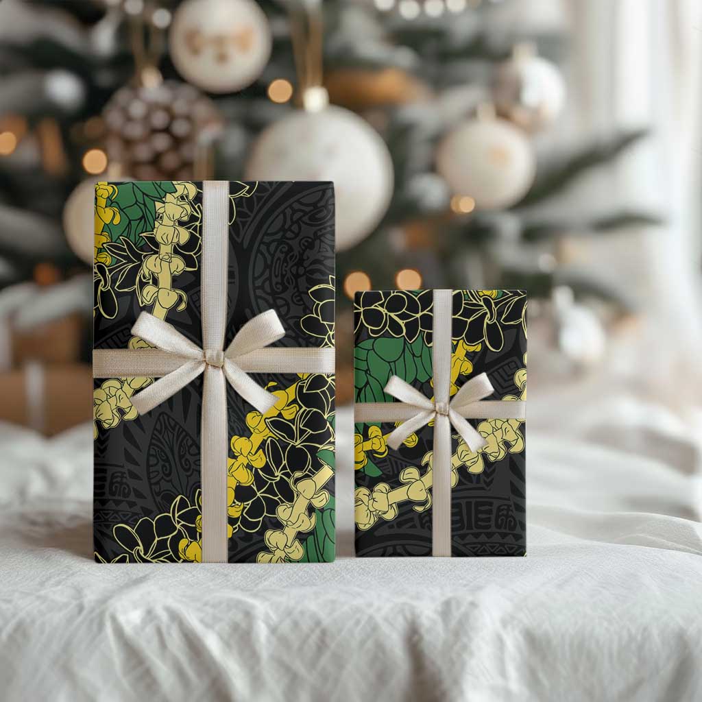 Hawaii Puakenikeni - Maile Lei Wrapping Paper Obsidian Black LT7 - Polynesian Pride