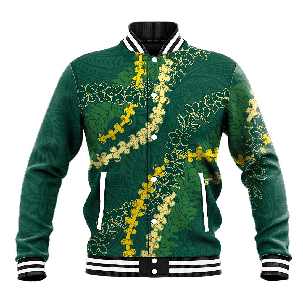 Hawaii Puakenikeni - Maile Lei Baseball Jacket Sage Green LT7 Unisex Sage Green - Polynesian Pride