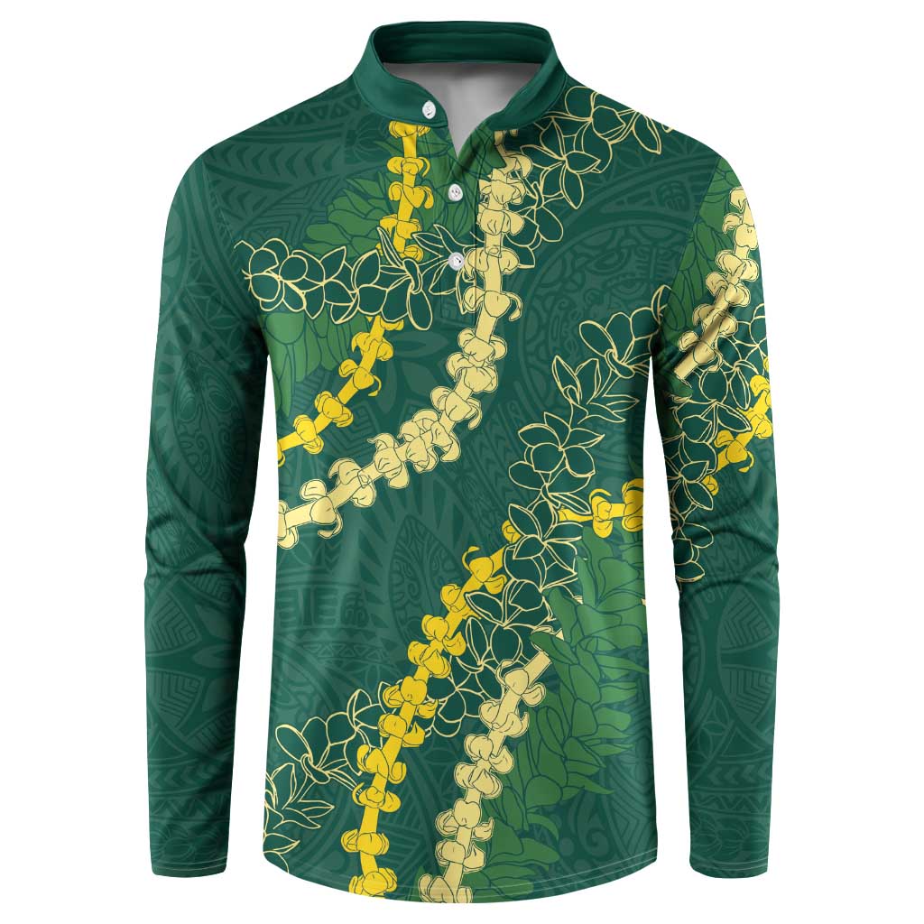 Hawaii Puakenikeni - Maile Lei Button Sweatshirt Sage Green LT7 Sage Green - Polynesian Pride