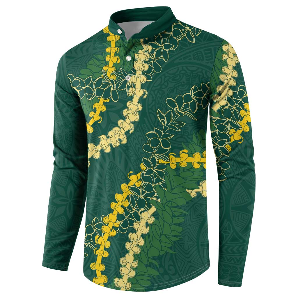 Hawaii Puakenikeni - Maile Lei Button Sweatshirt Sage Green LT7 - Polynesian Pride