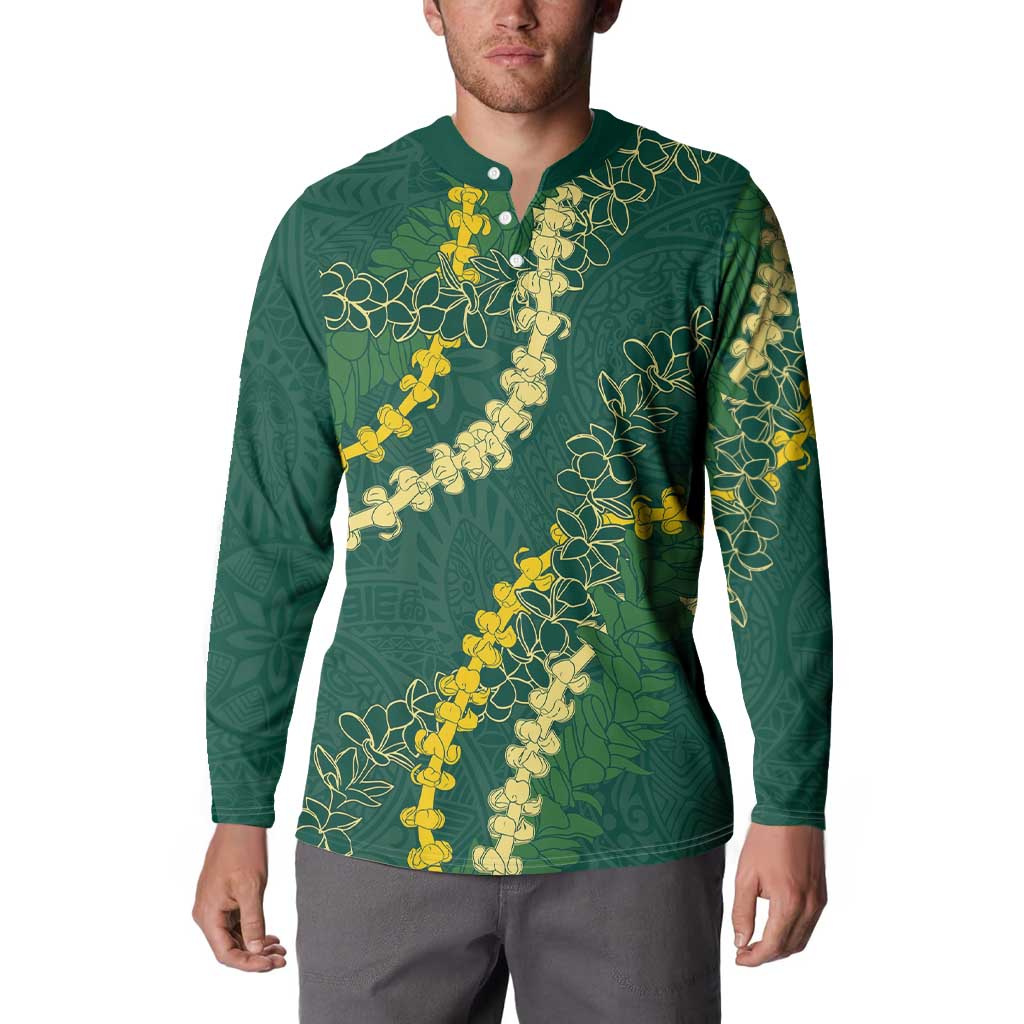 Hawaii Puakenikeni - Maile Lei Button Sweatshirt Sage Green LT7 - Polynesian Pride