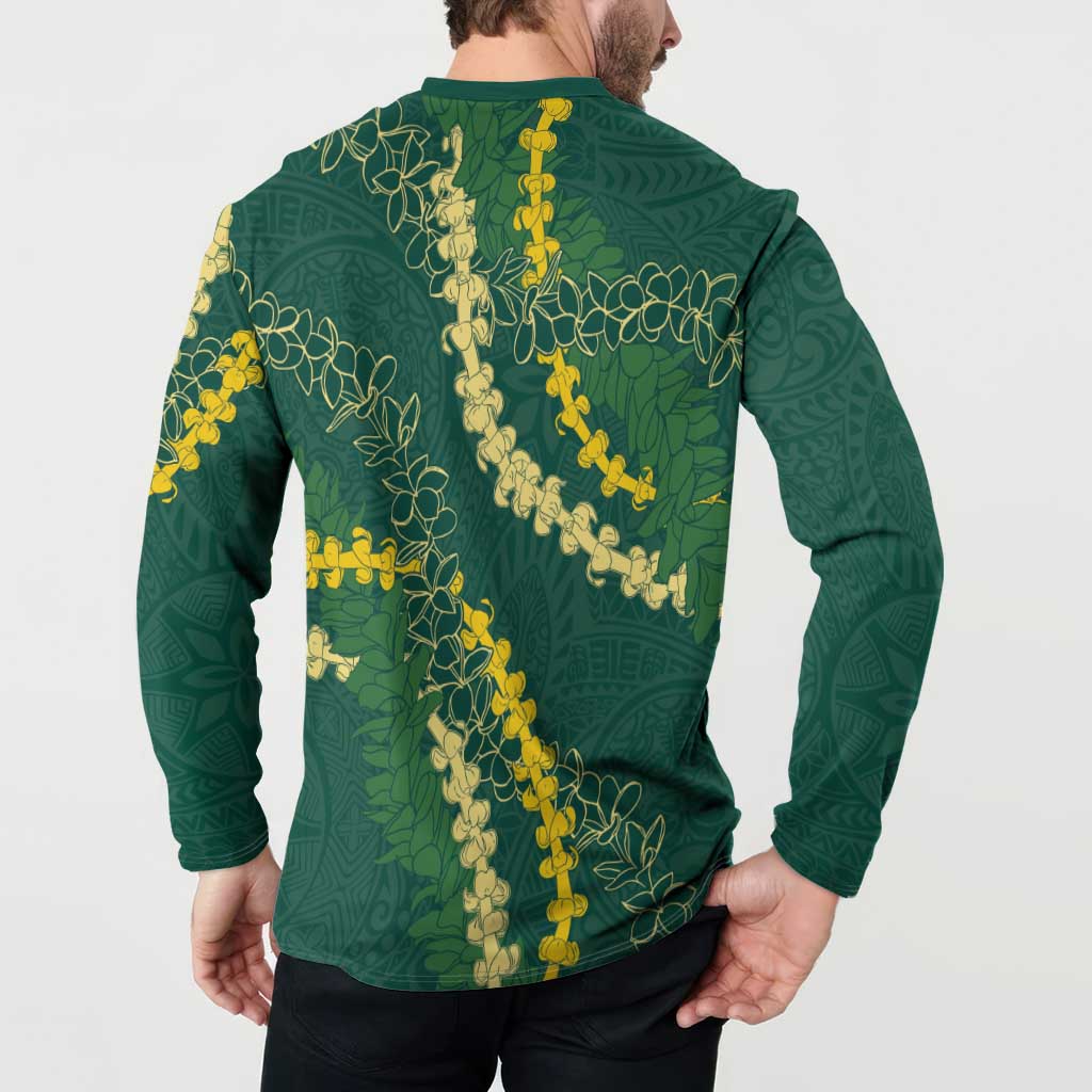 Hawaii Puakenikeni - Maile Lei Button Sweatshirt Sage Green LT7 - Polynesian Pride