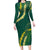 Hawaii Puakenikeni - Maile Lei Family Matching Long Sleeve Bodycon Dress and Hawaiian Shirt Sage Green