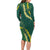 Hawaii Puakenikeni - Maile Lei Family Matching Long Sleeve Bodycon Dress and Hawaiian Shirt Sage Green