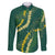 Hawaii Puakenikeni - Maile Lei Family Matching Off The Shoulder Long Sleeve Dress and Hawaiian Shirt Sage Green