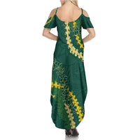 Hawaii Puakenikeni - Maile Lei Family Matching Summer Maxi Dress and Hawaiian Shirt Sage Green
