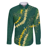 Hawaii Puakenikeni - Maile Lei Family Matching Tank Maxi Dress and Hawaiian Shirt Sage Green