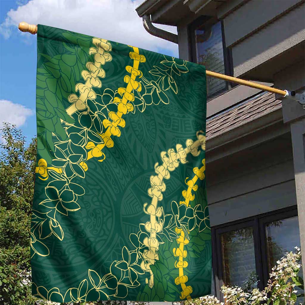 Hawaii Puakenikeni - Maile Lei Garden Flag Sage Green LT7 - Polynesian Pride