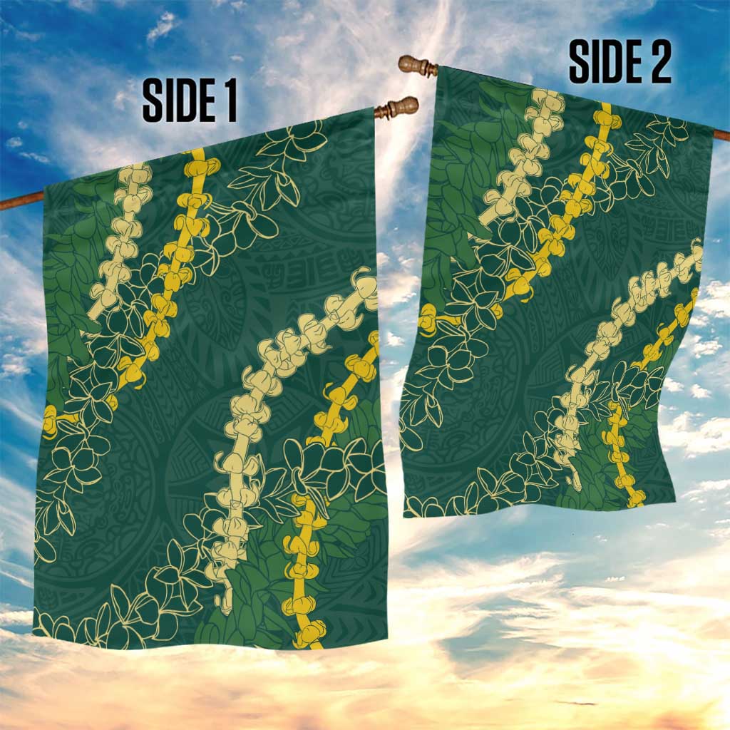 Hawaii Puakenikeni - Maile Lei Garden Flag Sage Green LT7 - Polynesian Pride