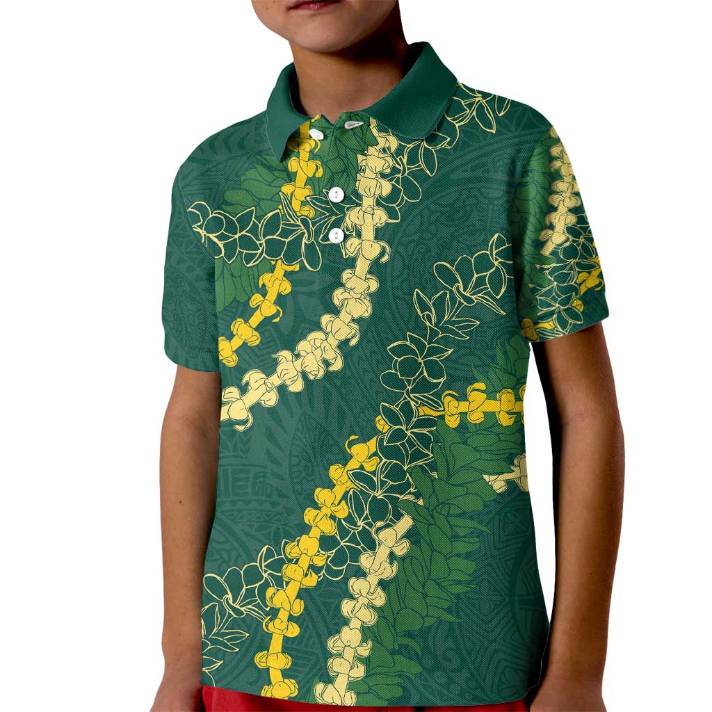 Hawaii Puakenikeni - Maile Lei Kid Polo Shirt Sage Green