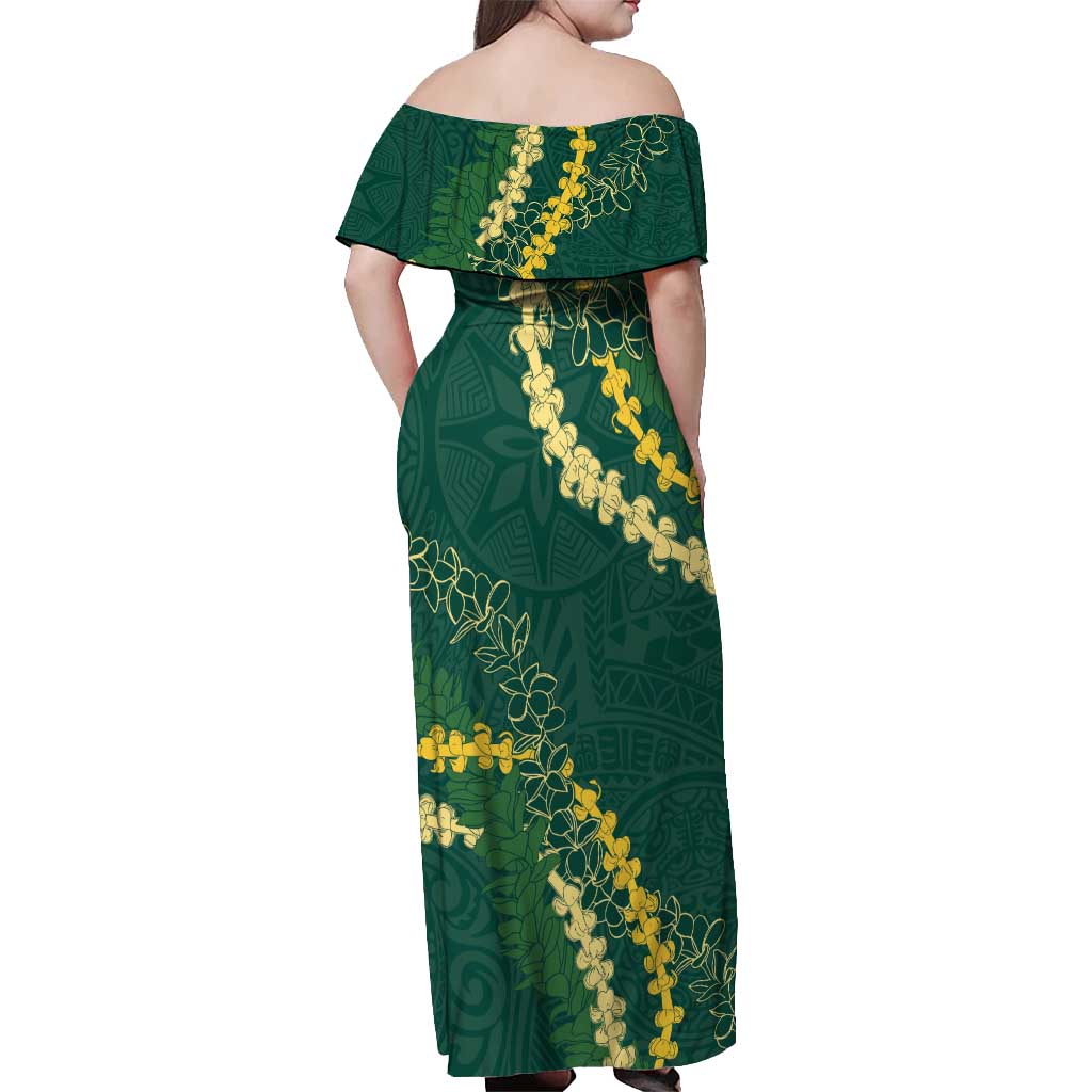 Hawaii Puakenikeni - Maile Lei Off Shoulder Maxi Dress Sage Green LT7 - Polynesian Pride