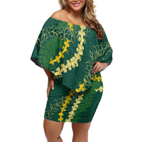Hawaii Puakenikeni - Maile Lei Off Shoulder Short Dress Sage Green LT7 Women Sage Green - Polynesian Pride
