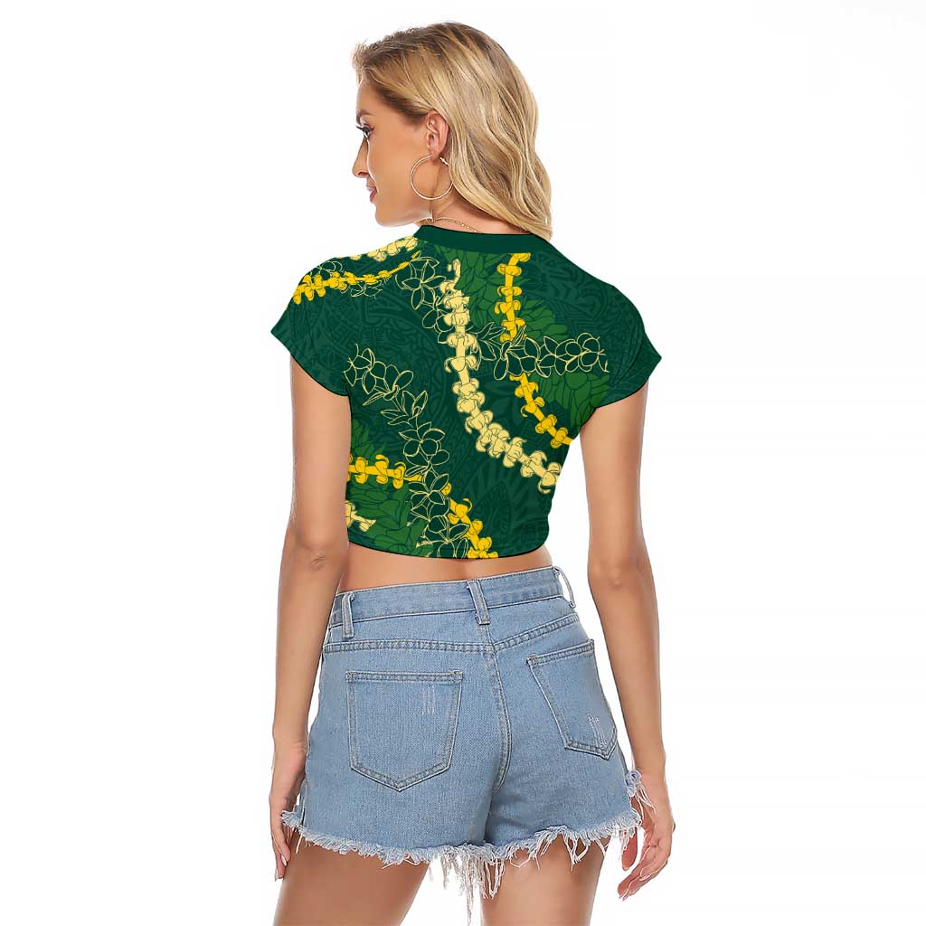 Hawaii Puakenikeni - Maile Lei Raglan Cropped T Shirt Sage Green LT7 - Polynesian Pride