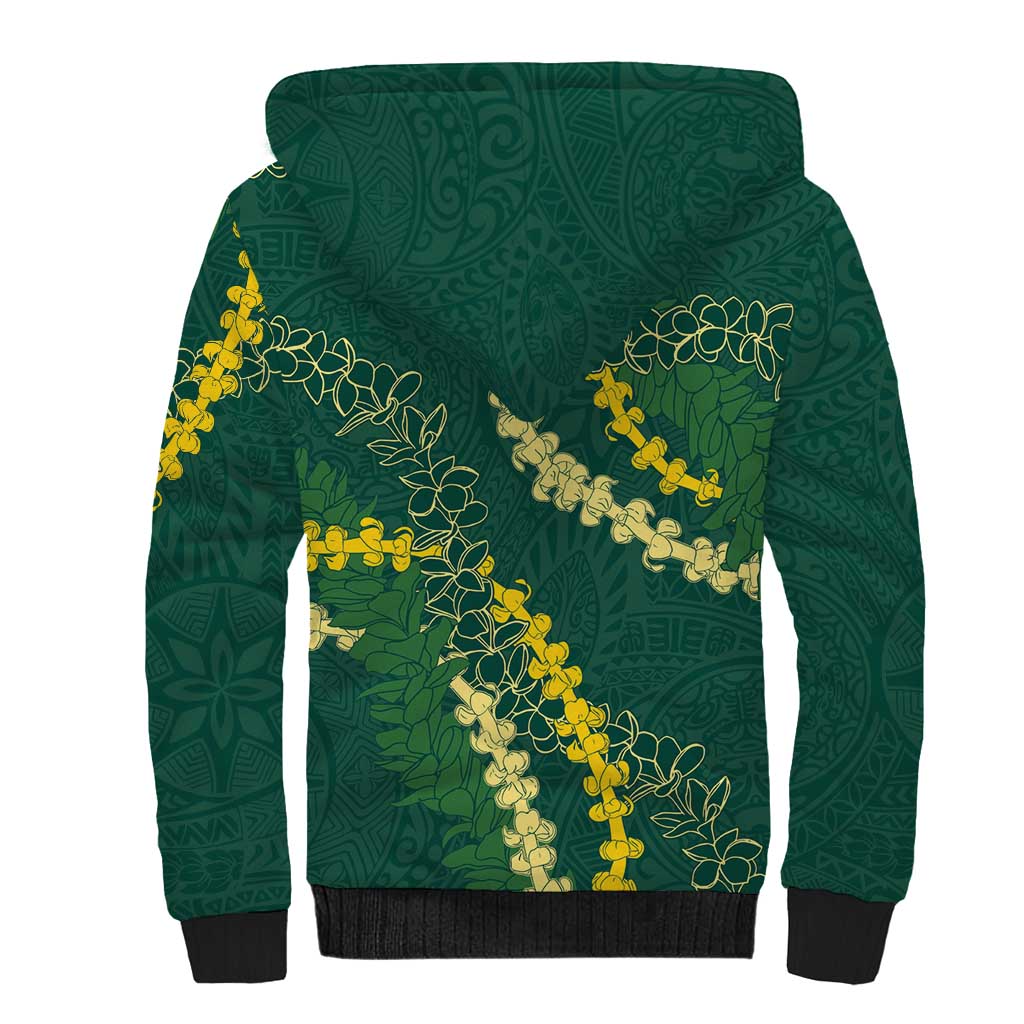 Hawaii Puakenikeni - Maile Lei Sherpa Hoodie Sage Green LT7 - Polynesian Pride