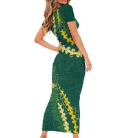 Hawaii Puakenikeni - Maile Lei Short Sleeve Bodycon Dress Sage Green