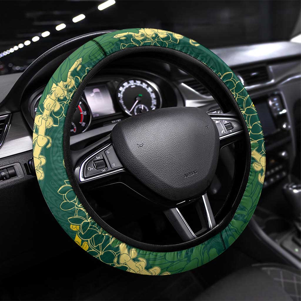 Hawaii Puakenikeni - Maile Lei Steering Wheel Cover Sage Green