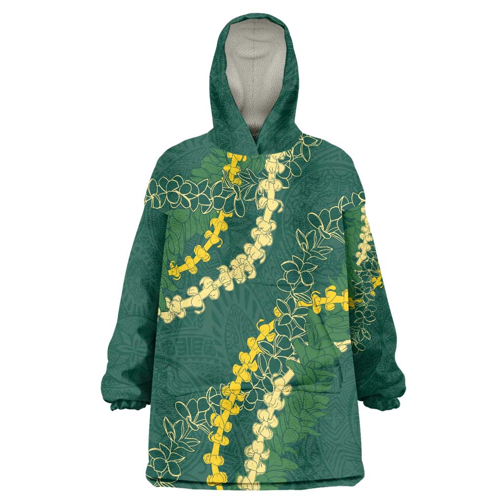 Hawaii Puakenikeni - Maile Lei Wearable Blanket Hoodie Sage Green LT7 One Size Sage Green - Polynesian Pride
