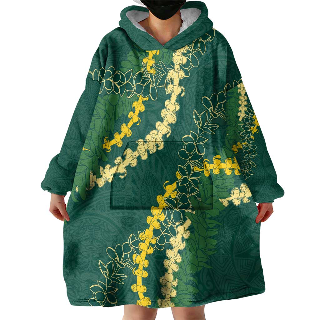 Hawaii Puakenikeni - Maile Lei Wearable Blanket Hoodie Sage Green LT7 - Polynesian Pride