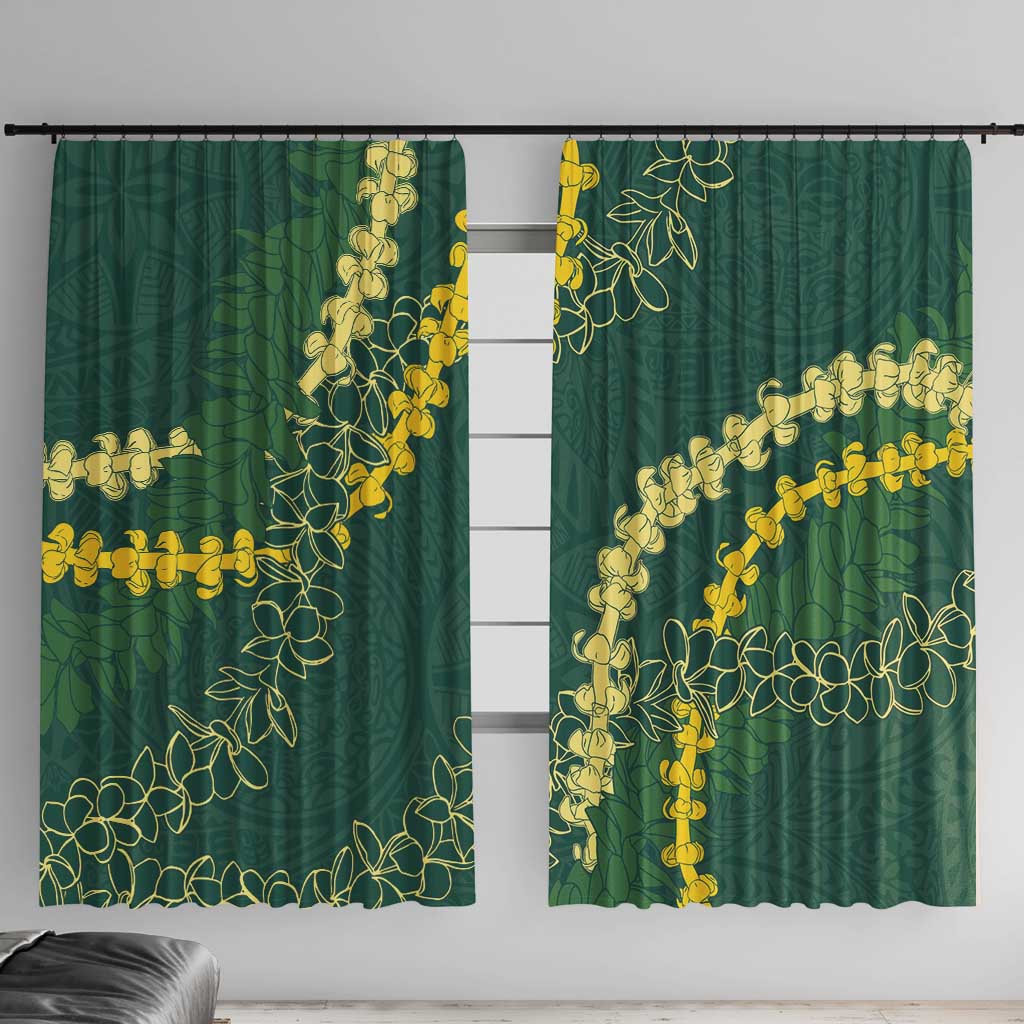 Hawaii Puakenikeni - Maile Lei Window Curtain Sage Green LT7 With Hooks Sage Green - Polynesian Pride