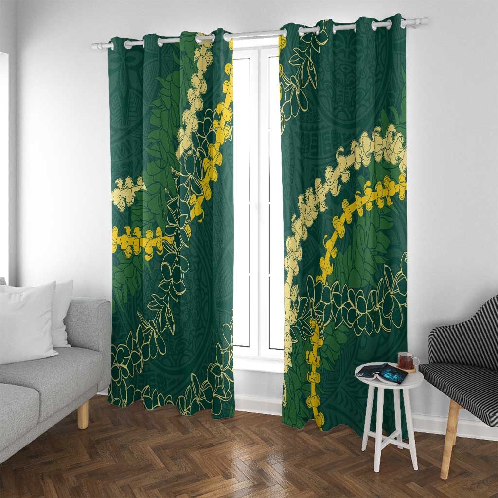 Hawaii Puakenikeni - Maile Lei Window Curtain Sage Green LT7 With Grommets Sage Green - Polynesian Pride