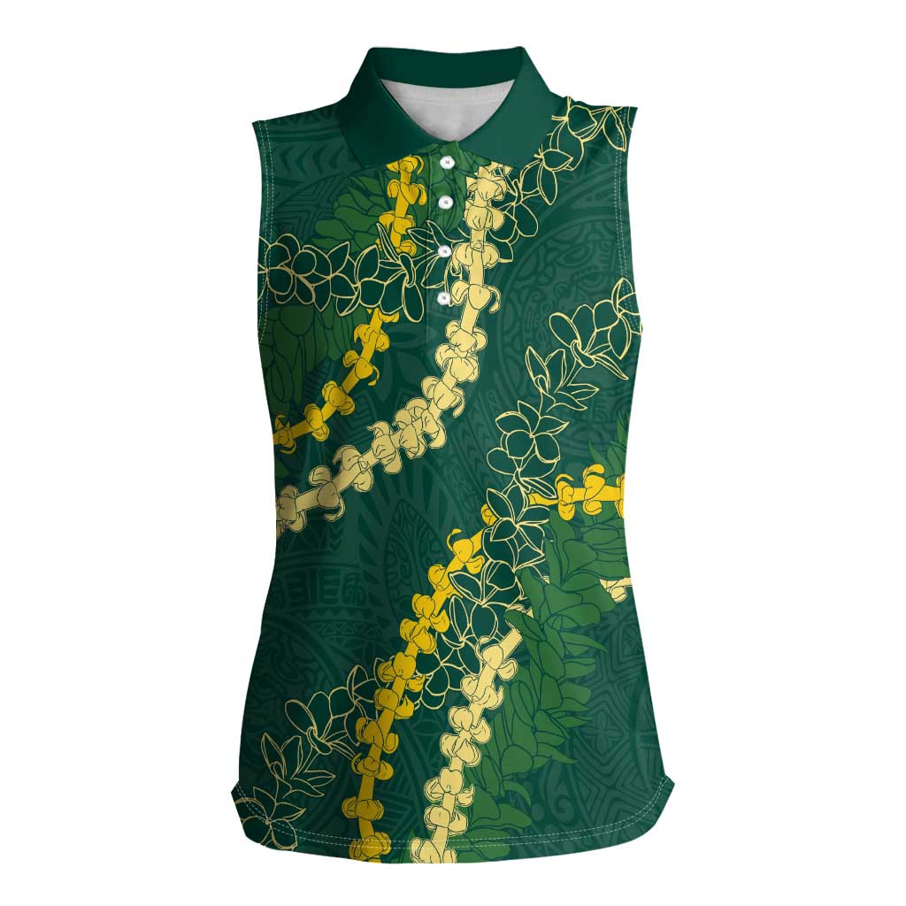 Hawaii Puakenikeni - Maile Lei Women Sleeveless Polo Shirt Sage Green