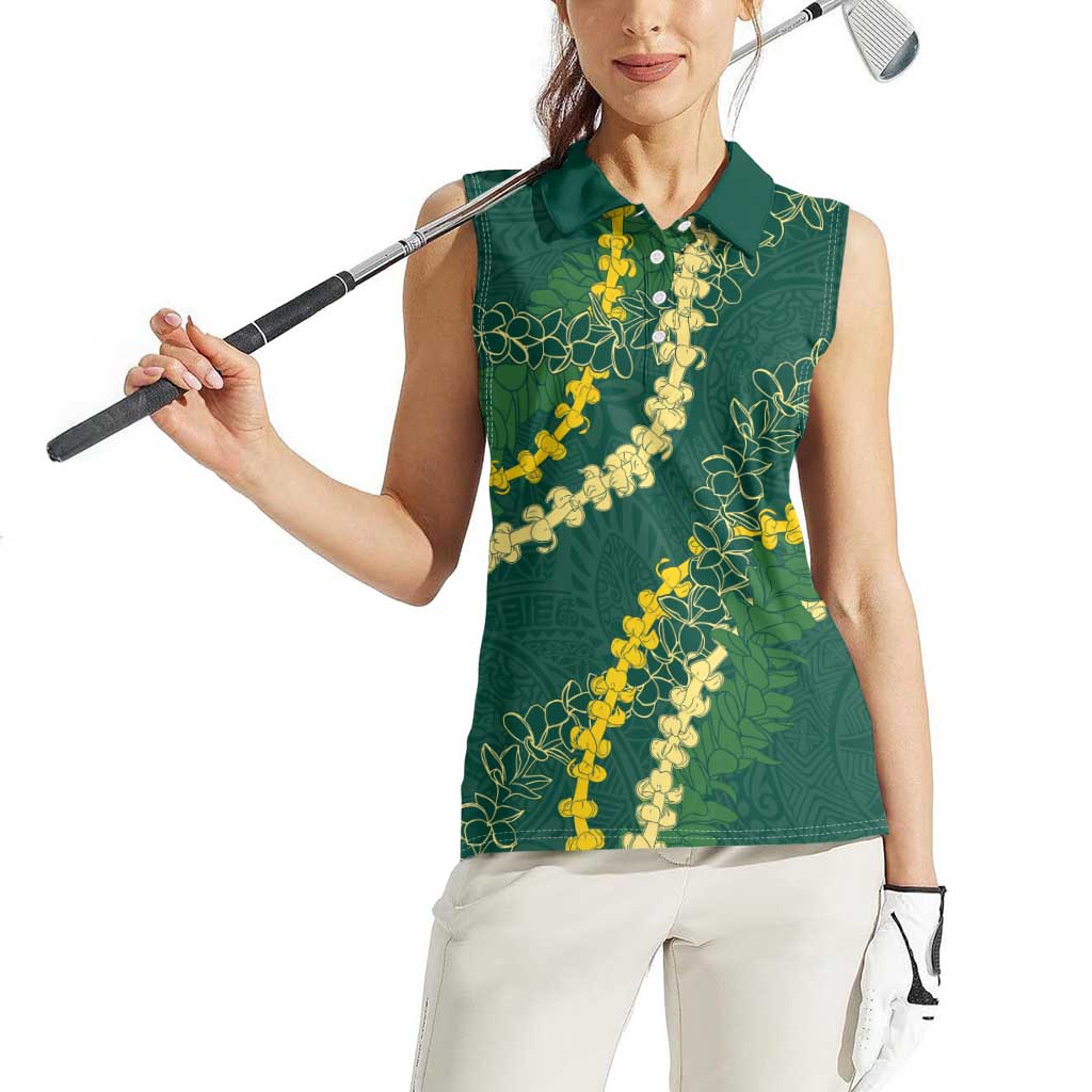 Hawaii Puakenikeni - Maile Lei Women Sleeveless Polo Shirt Sage Green