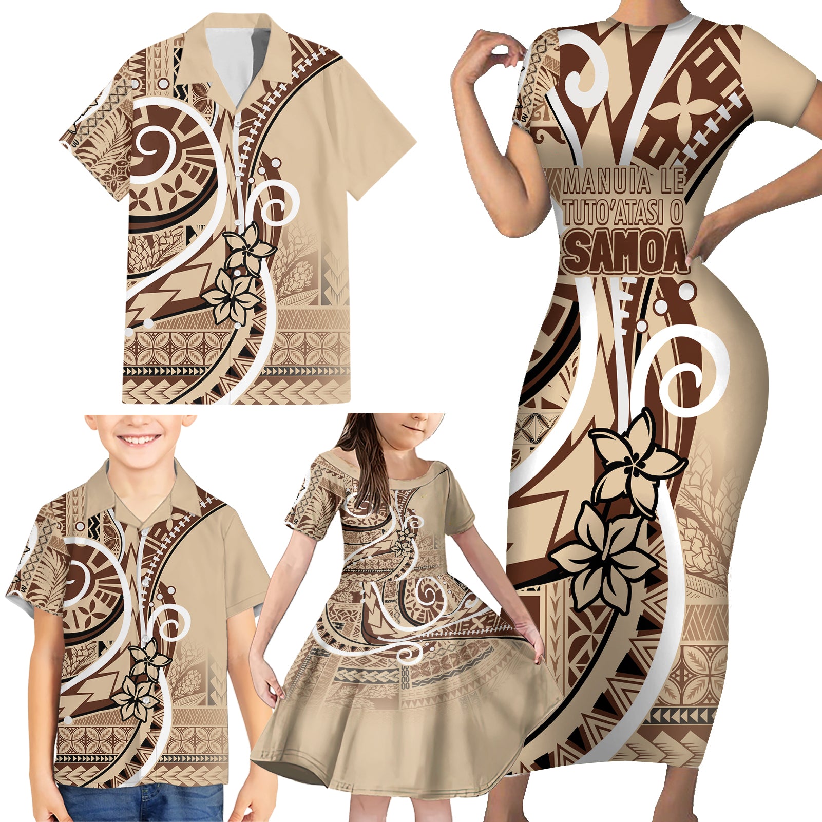 Samoa Siapo Classic Motif Family Matching Short Sleeve Bodycon Dress and Hawaiian Shirt Manuia le tuto’atasi o Samoa Independence